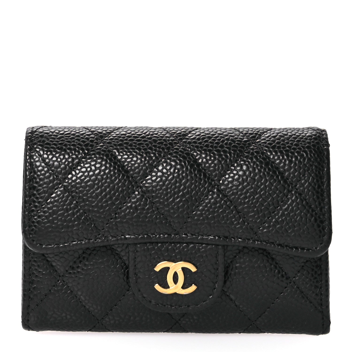 Chanel Caviar Quilted Flap Card Holder Wallet Black 1 of 9