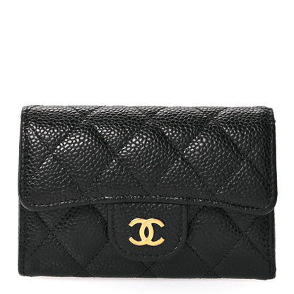 Chanel Caviar Quilted Flap Card Holder Wallet Black 1 of 9