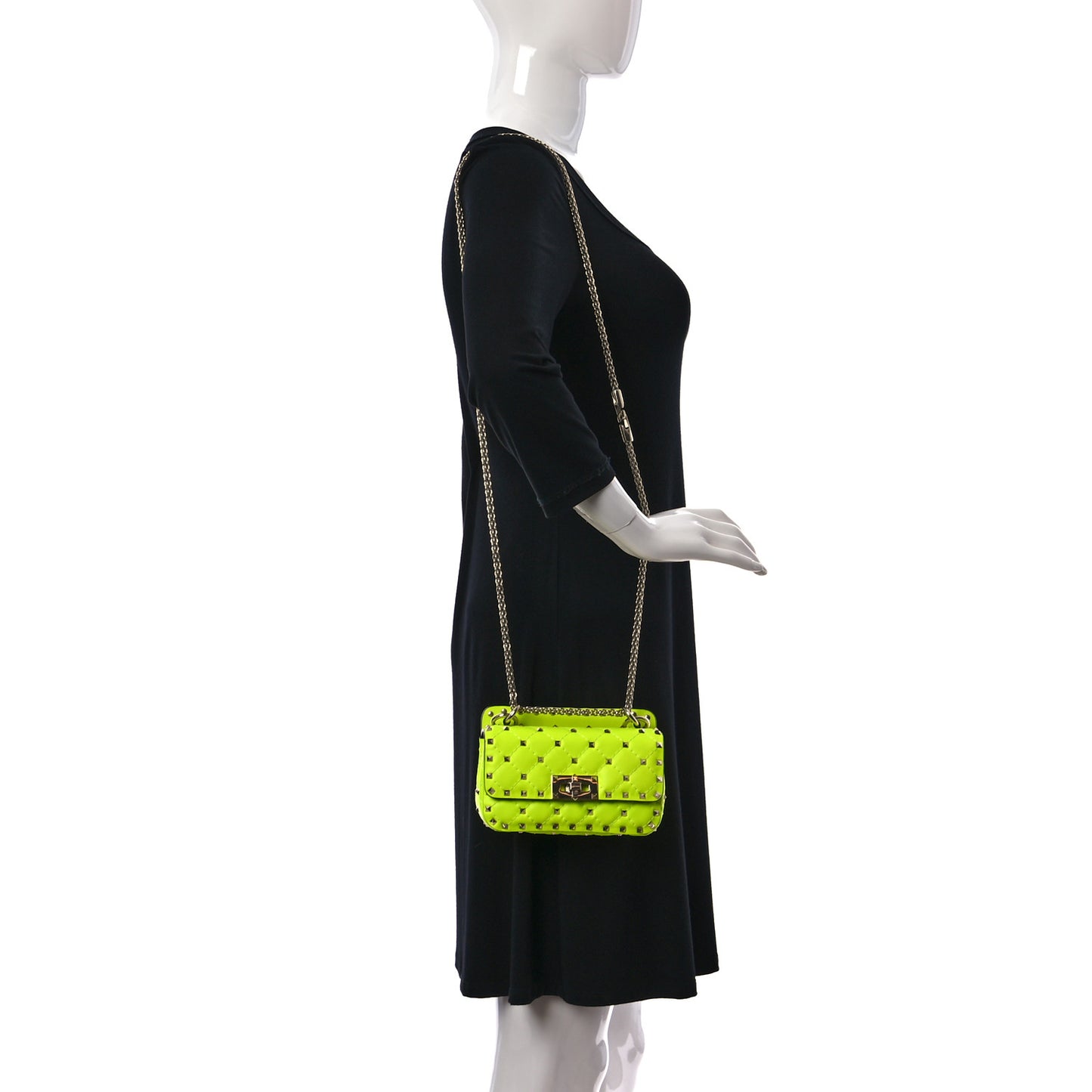Calfskin Mini Rockstud Spike Shoulder Bag Lime