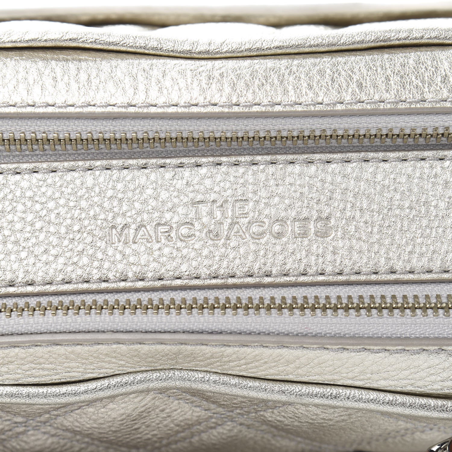 Marc Jacobs Metallic Grained Calfskin Quilted Double Stitched The Status Shoulder Bag Silver 13 of 15