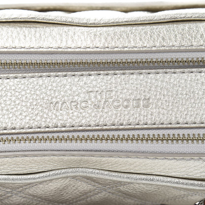 Marc Jacobs Metallic Grained Calfskin Quilted Double Stitched The Status Shoulder Bag Silver 13 of 15