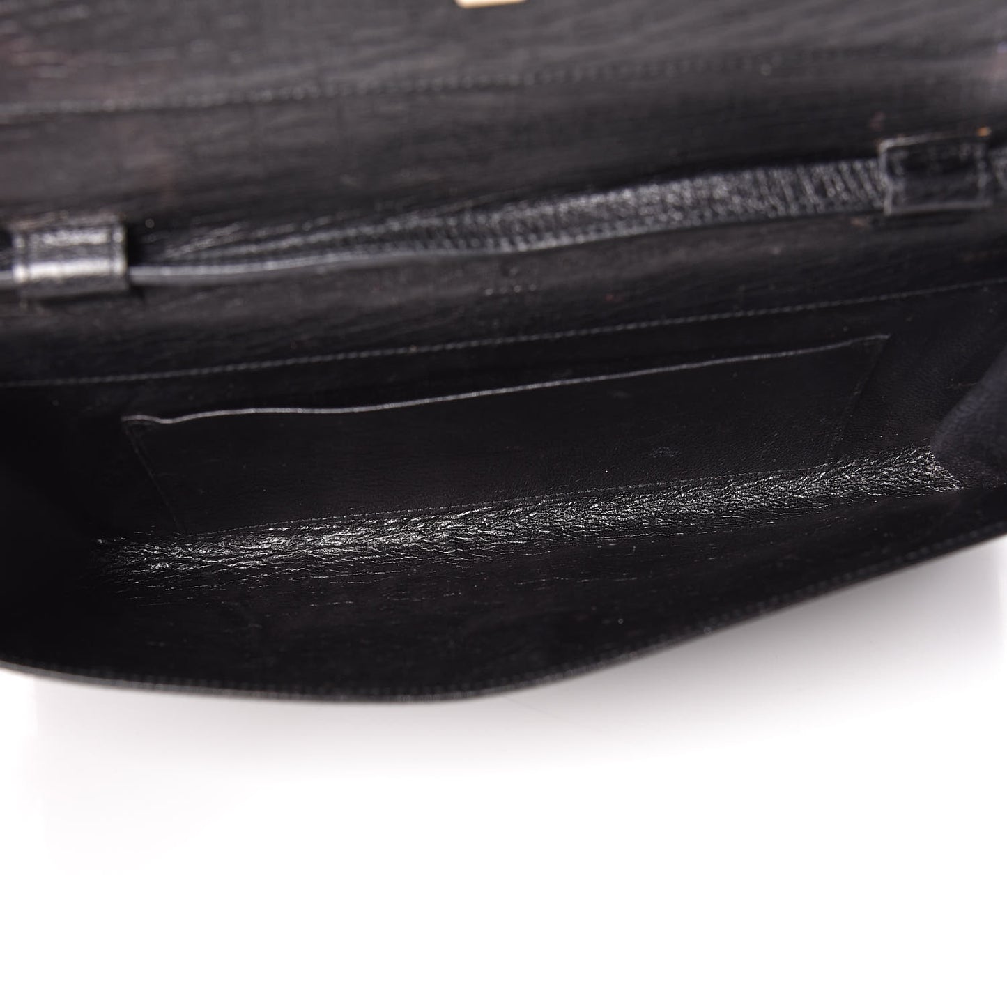 Textured Calfskin Bamboo Bar Clutch Black
