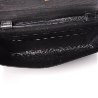 Gucci Textured Calfskin Bamboo Bar Clutch Black 5 of 15