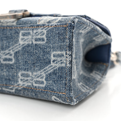 Balenciaga Denim BB Monogram Small Hourglass Top Handle Bag Blue 11 of 13
