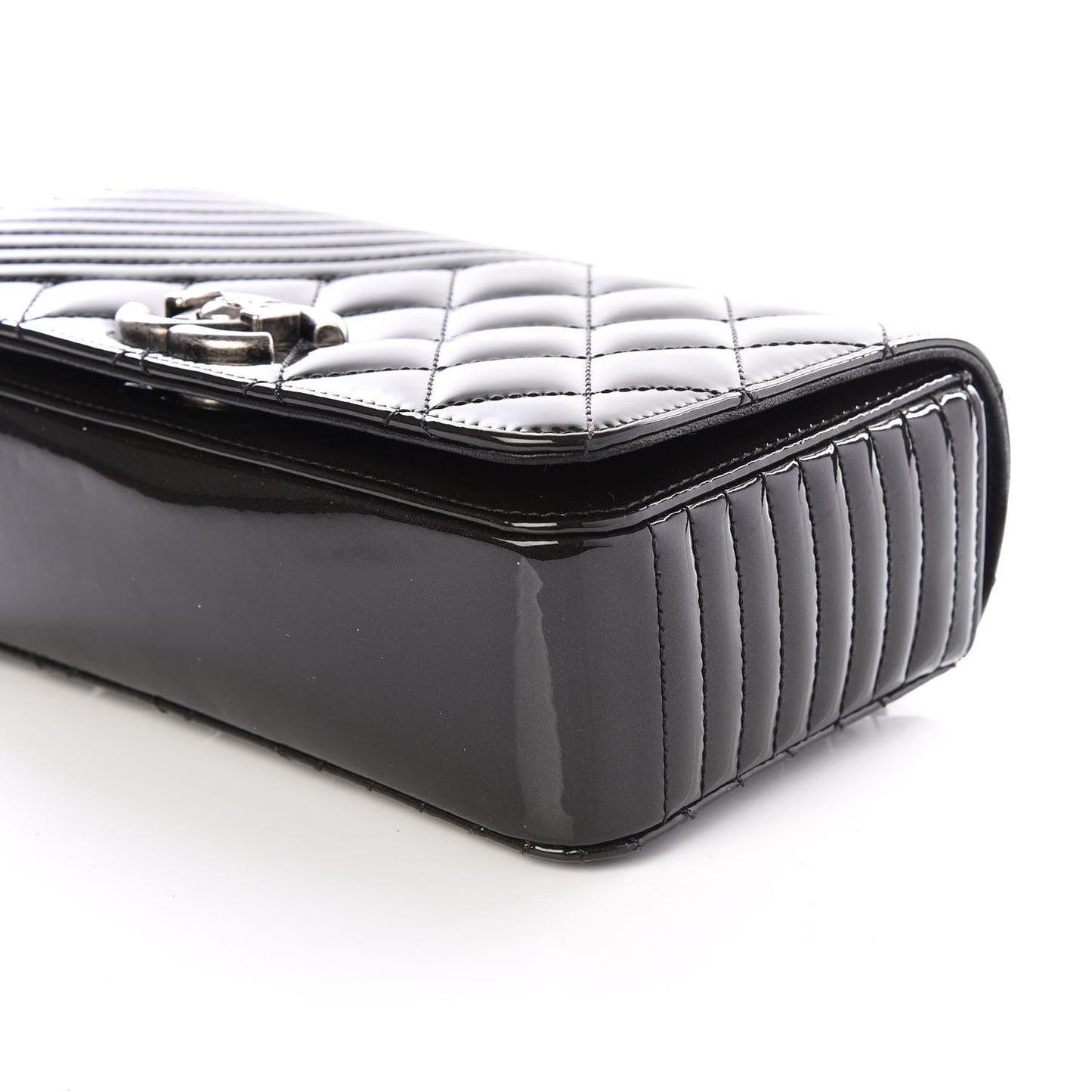 Patent Quilted Small Coco Boy Flap Black