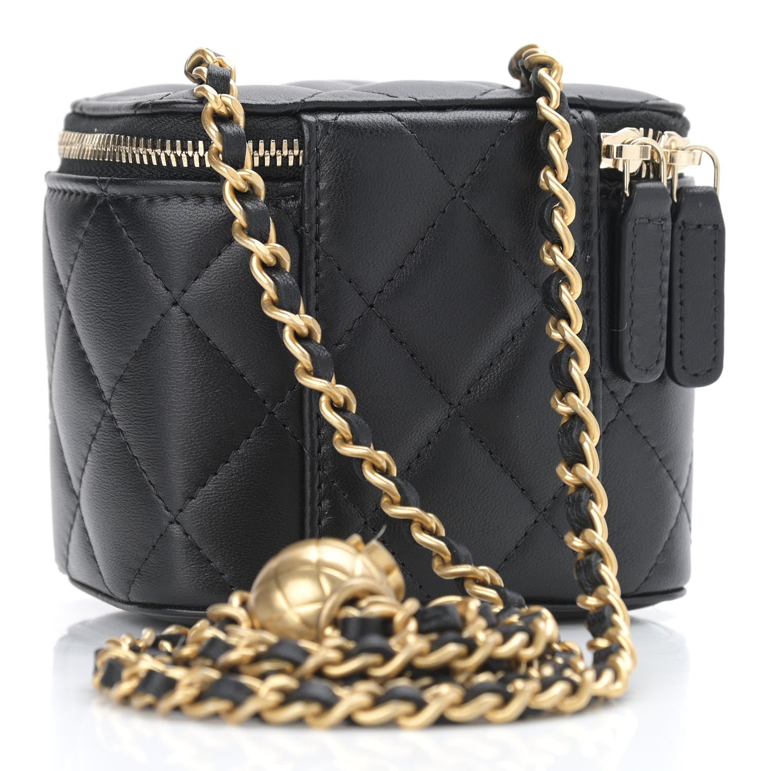 Chanel Lambskin Quilted Mini Pearl Crush Vanity Case With Chain Black 3 of 11