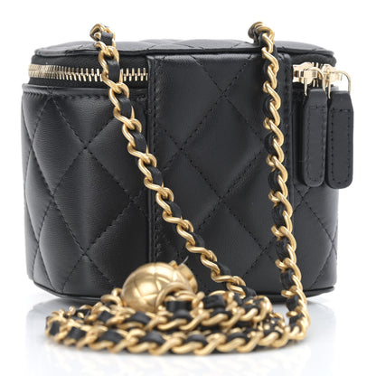Chanel Lambskin Quilted Mini Pearl Crush Vanity Case With Chain Black 3 of 11