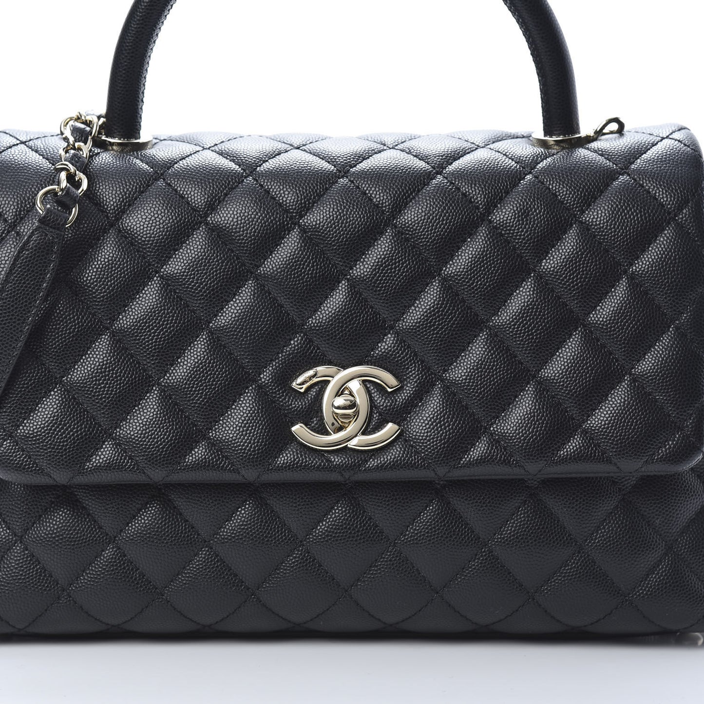 Caviar Quilted Small Coco Handle Flap Black