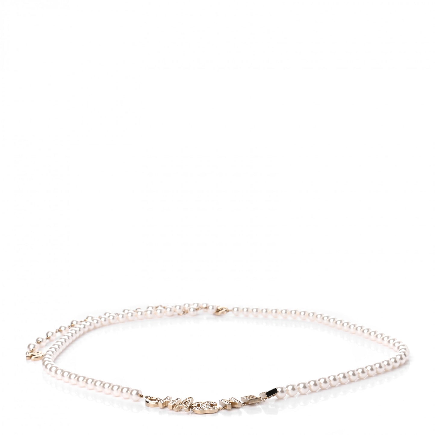 Pearl Crystal CC Logo Belt 80 Gold