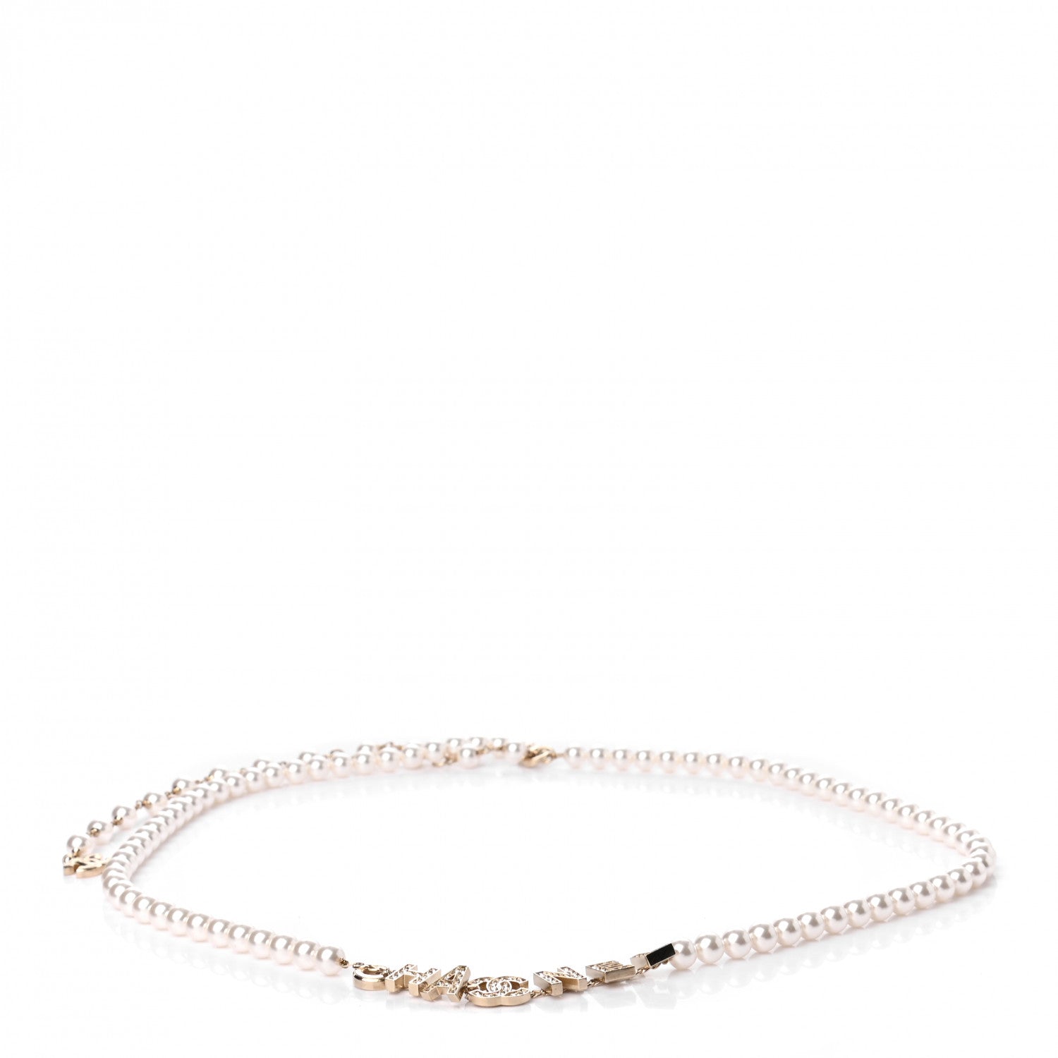 Chanel Pearl Crystal CC Logo Belt 80 Gold 1 of 3