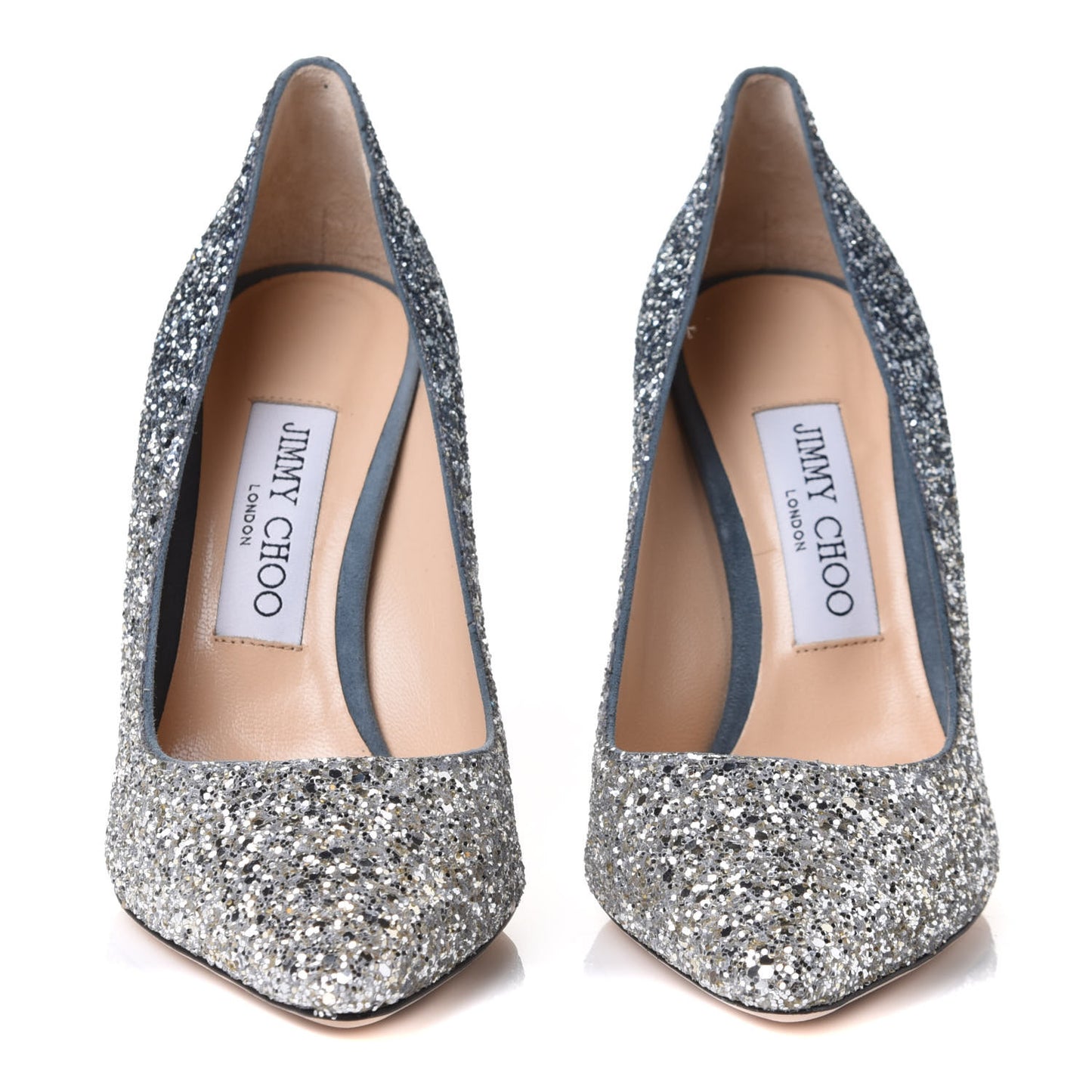 Coarse Glitter Degrade Pointy Toe Romy 100 Pumps 36.5 Silver Dusk Blue