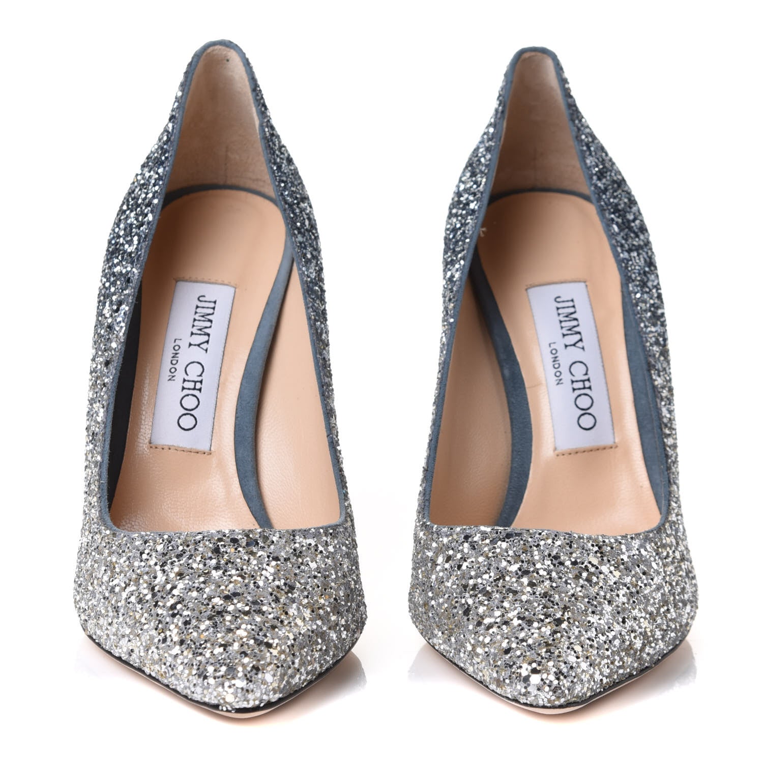 Jimmy Choo Coarse Glitter Degrade Pointy Toe Romy 100 Pumps 36.5 Silver Dusk Blue 4 of 16