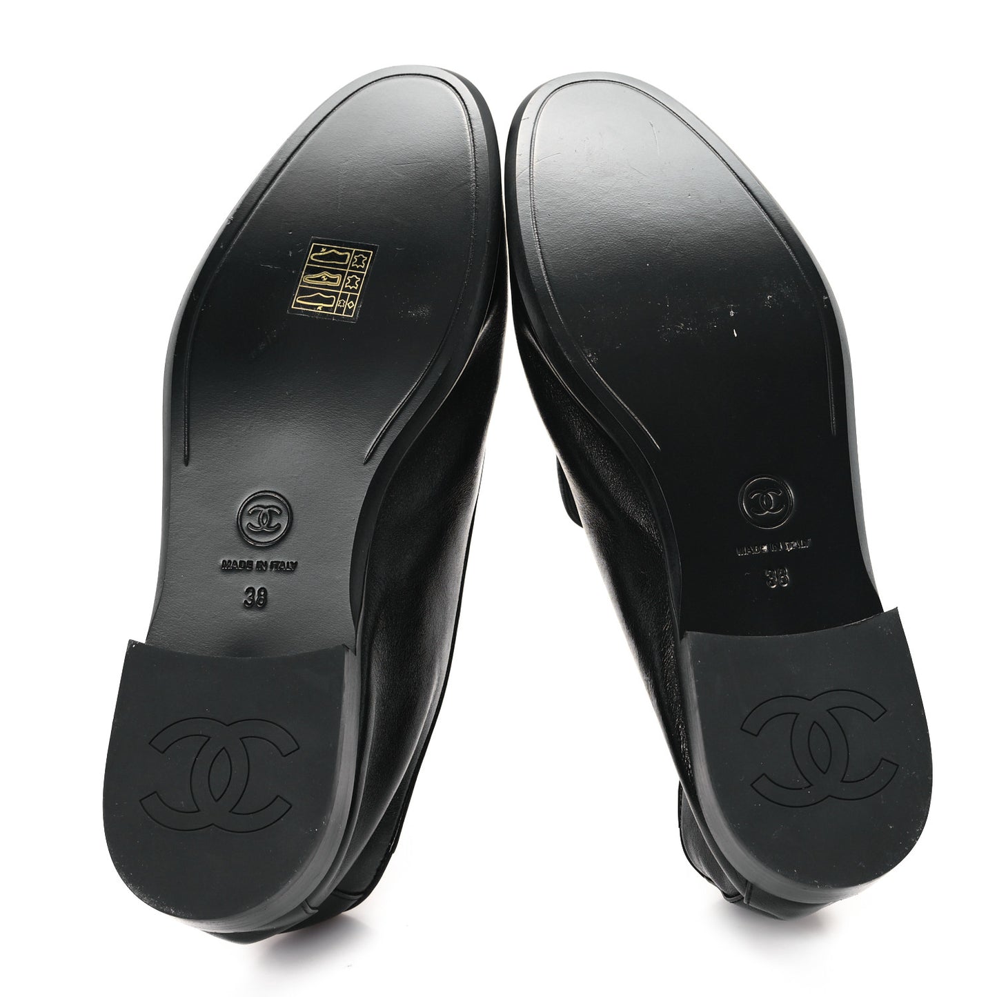 Shiny Calfskin CC Mocassin Loafers 38 Black