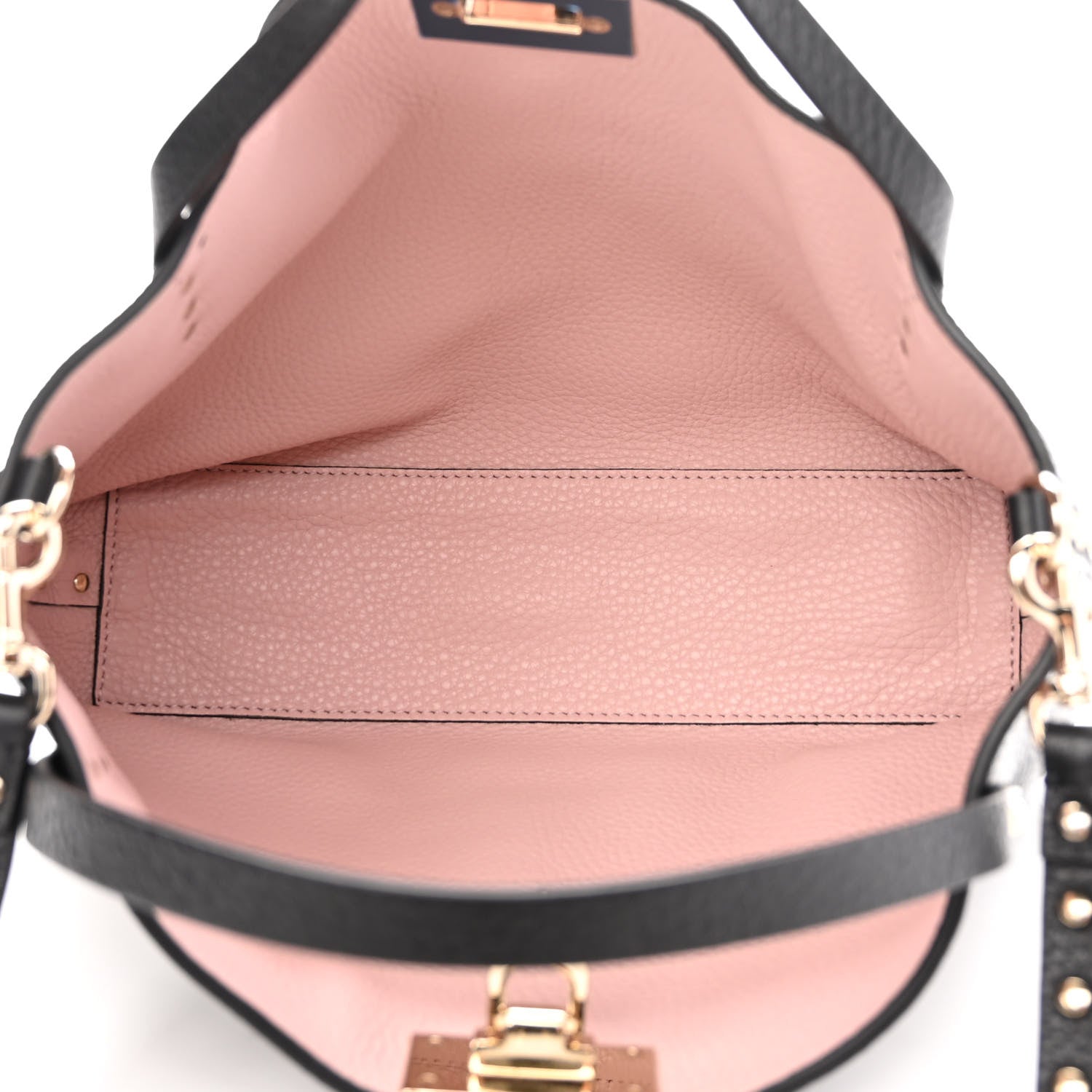Valentino Garavani Grained Calfskin Small Rockstud Flip Lock Tote Black Rose Quartz 5 of 9