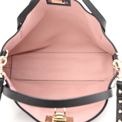 Valentino Garavani Grained Calfskin Small Rockstud Flip Lock Tote Black Rose Quartz 5 of 9