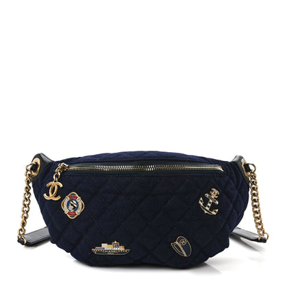 Chanel Wool Lambskin Quilted Paris Hamburg Charms Waist Bag Dark Navy 1 of 9