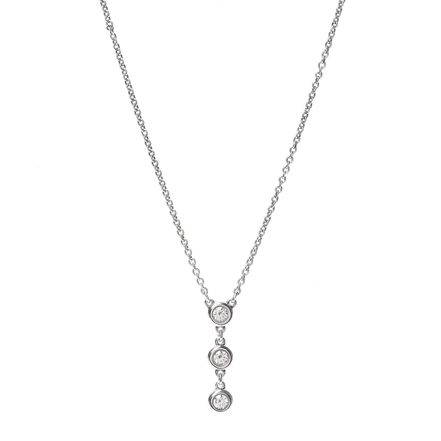 Sterling Silver Diamond .15ctw Elsa Peretti Diamonds by the Yard Drop Pendant Necklace
