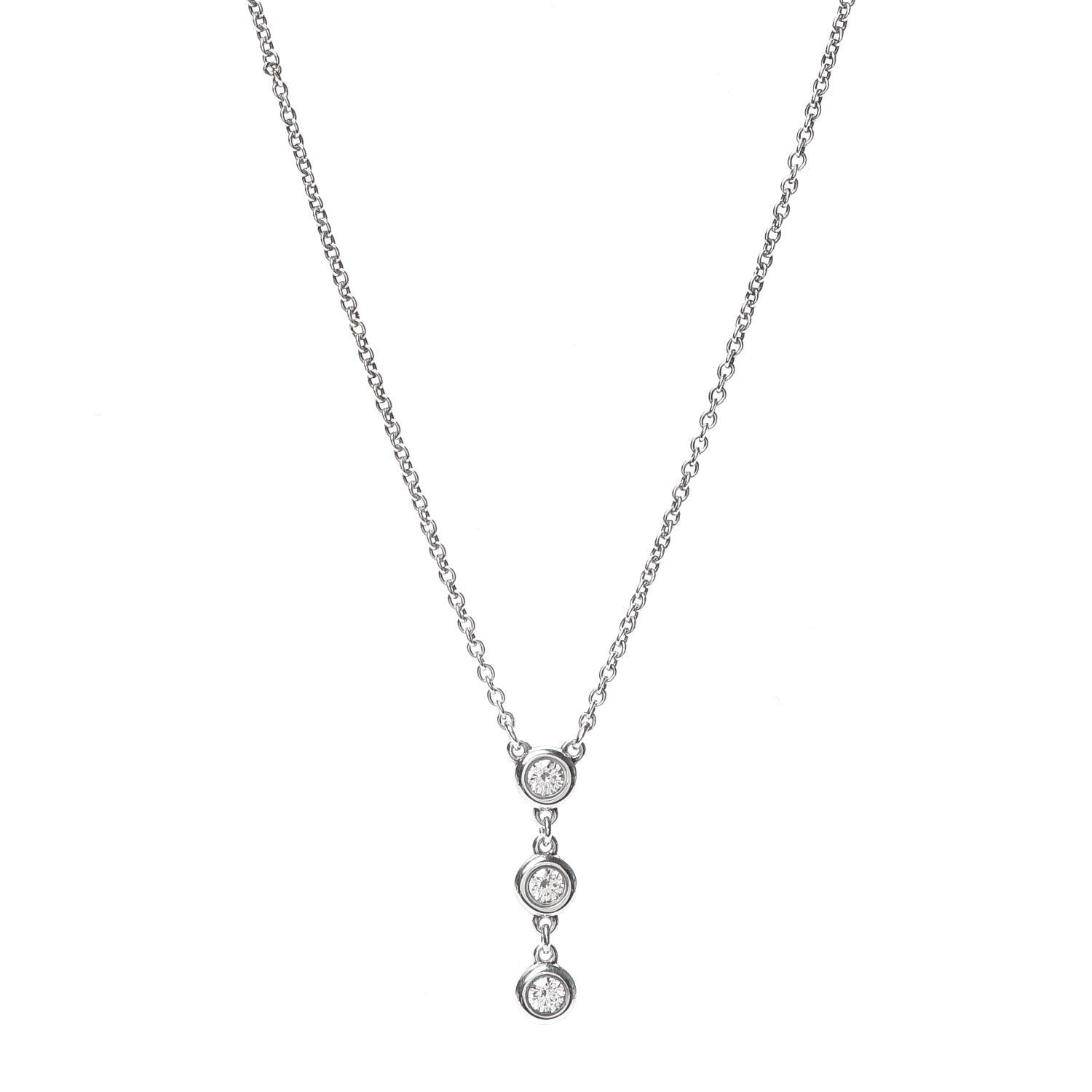 Tiffany Sterling Silver Diamond .15ctw Elsa Peretti Diamonds by the Yard Drop Pendant Necklace 1 of 6