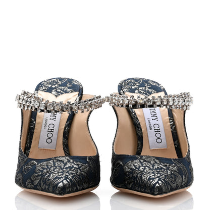 Jimmy Choo Brocade Fabric Crystal Bing 100 Pumps 36 Navy Anthracite 2 of 8