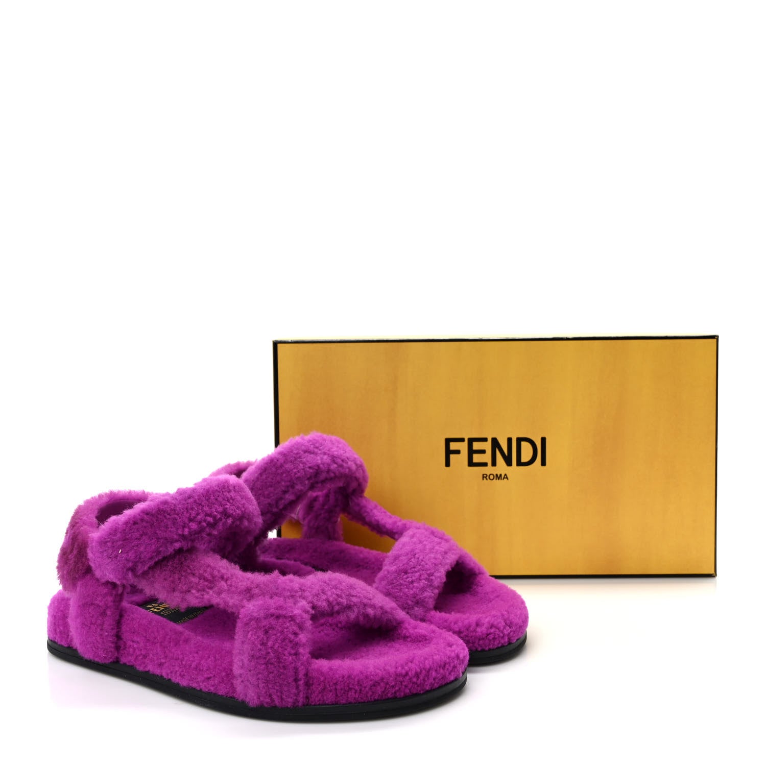 Fendi Shearling FF Fendi Feel Sandals 38 Bouganville 8 of 8
