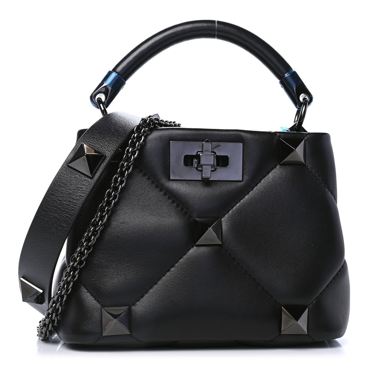 Valentino Garavani Nappa Mini Roman Stud The Handle Bag Black 1 of 4