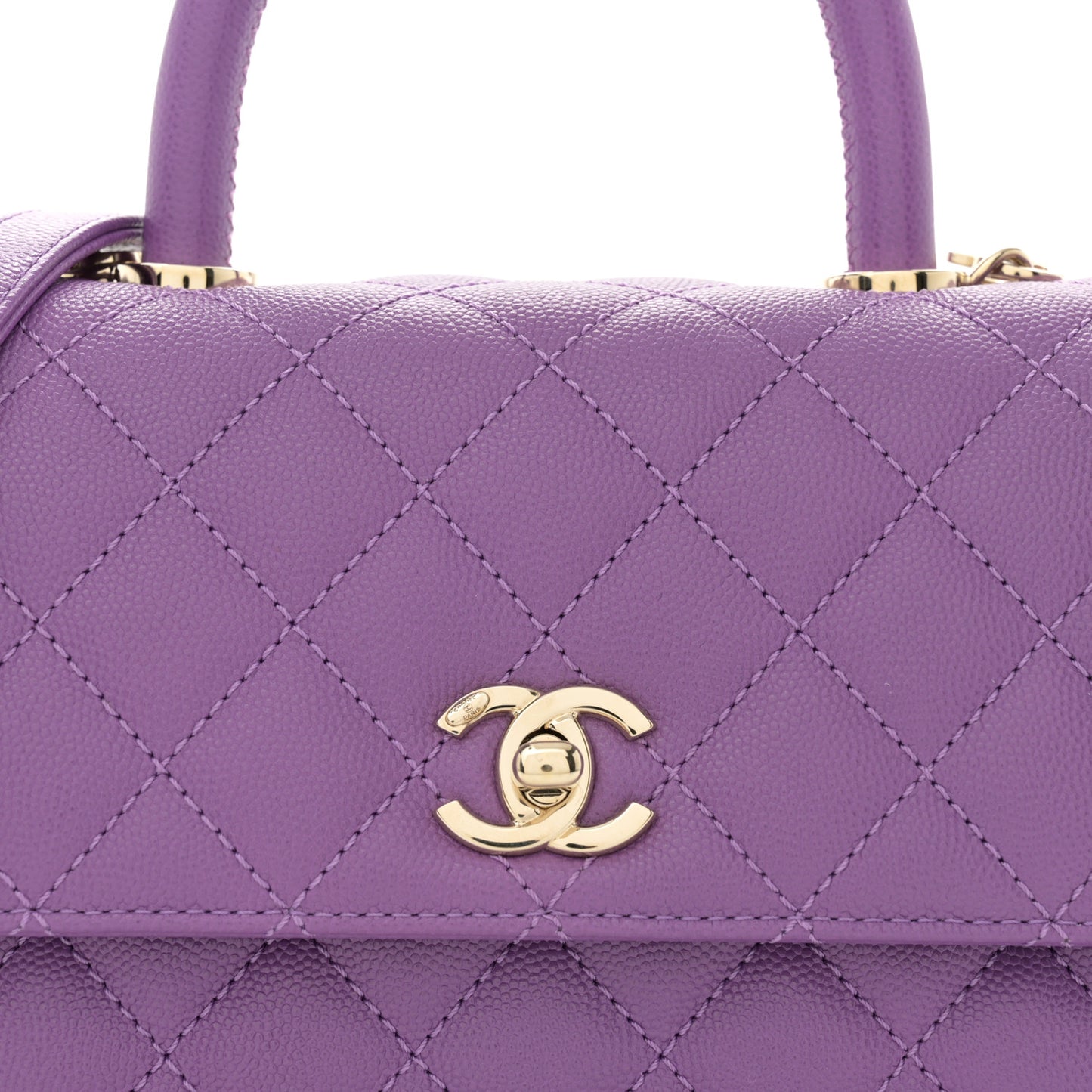 Caviar Quilted Mini Coco Handle Flap Purple