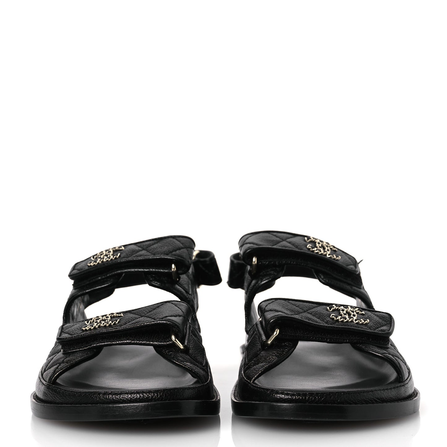 Grained Calfskin Velcro Dad Sandals 37.5 Black 37.5 Black