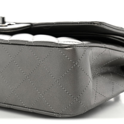 Chanel Metallic Calfskin Quilted Medium Double Flap Ruthenium Ruthenium 10 of 11