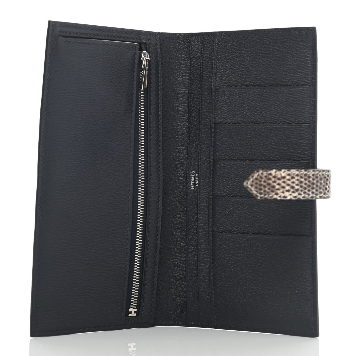 Matte Alligator Lizard Bearn Wallet Bleu Marine Ombre