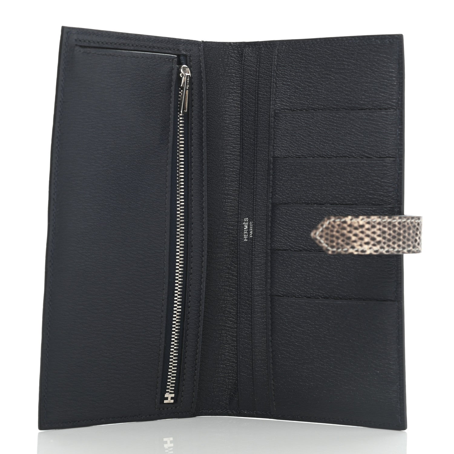 Hermes Matte Alligator Lizard Bearn Wallet Bleu Marine Ombre 5 of 9