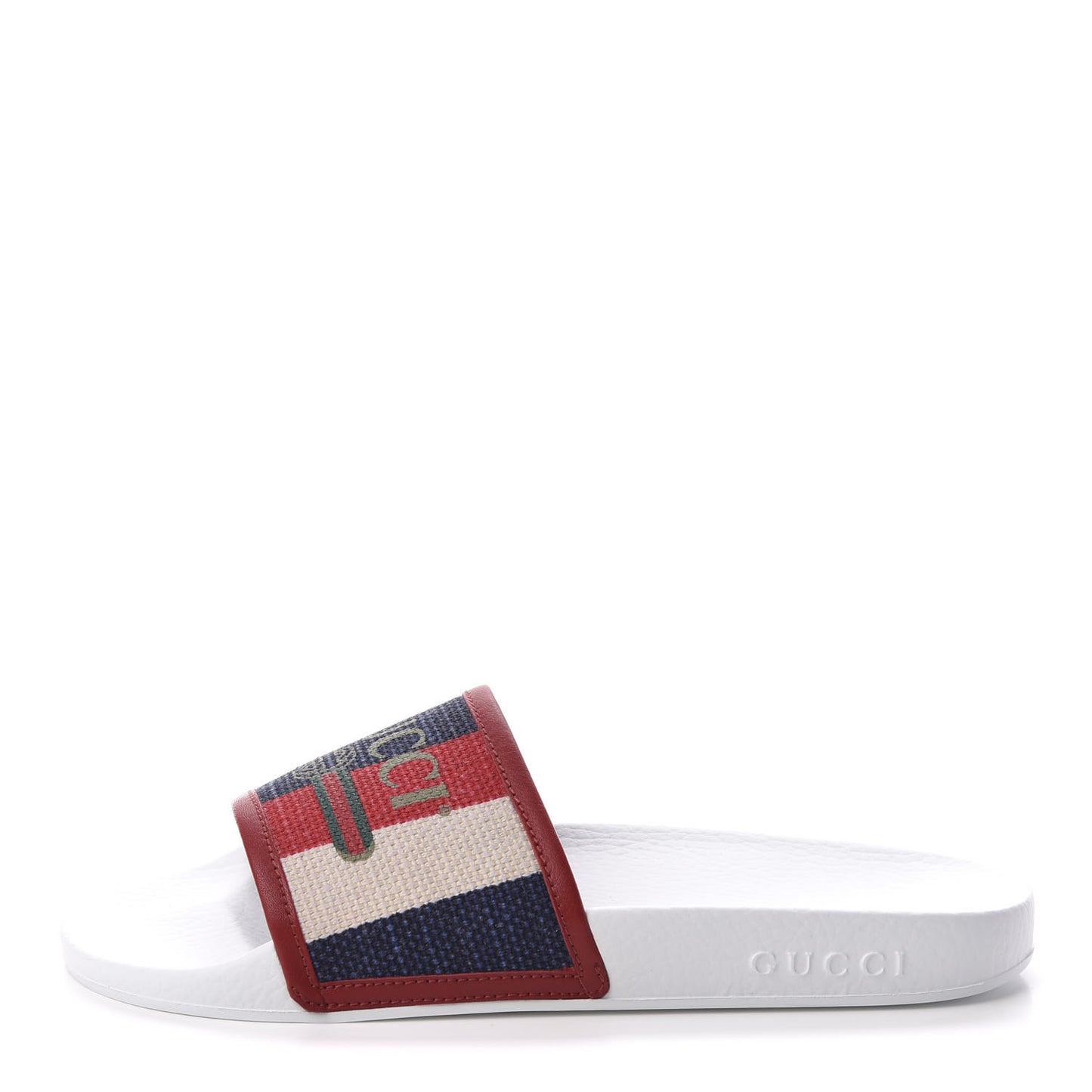 Canvas Sylvie Stripe Logo Pursuit Slide Sandals 39 Mystic White Hibiscus Red Maritime