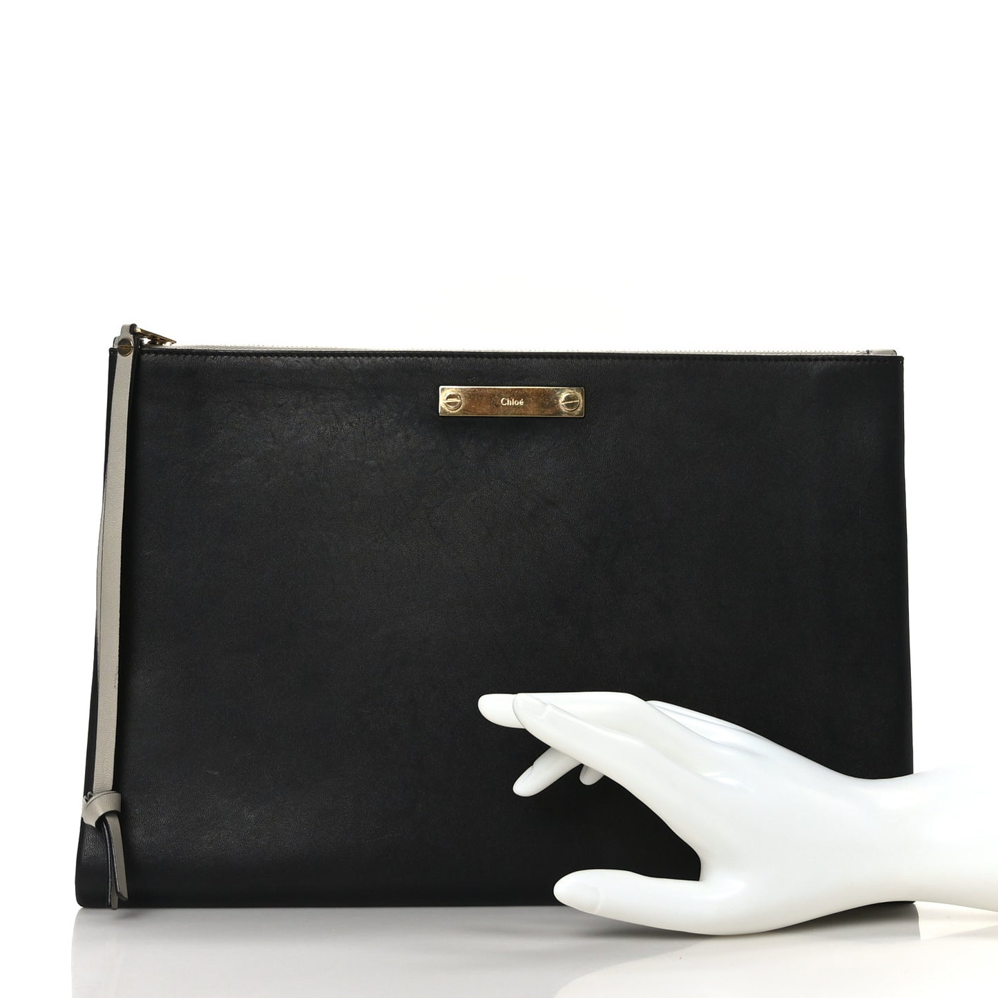 Calfskin Wristlet Pouch Black