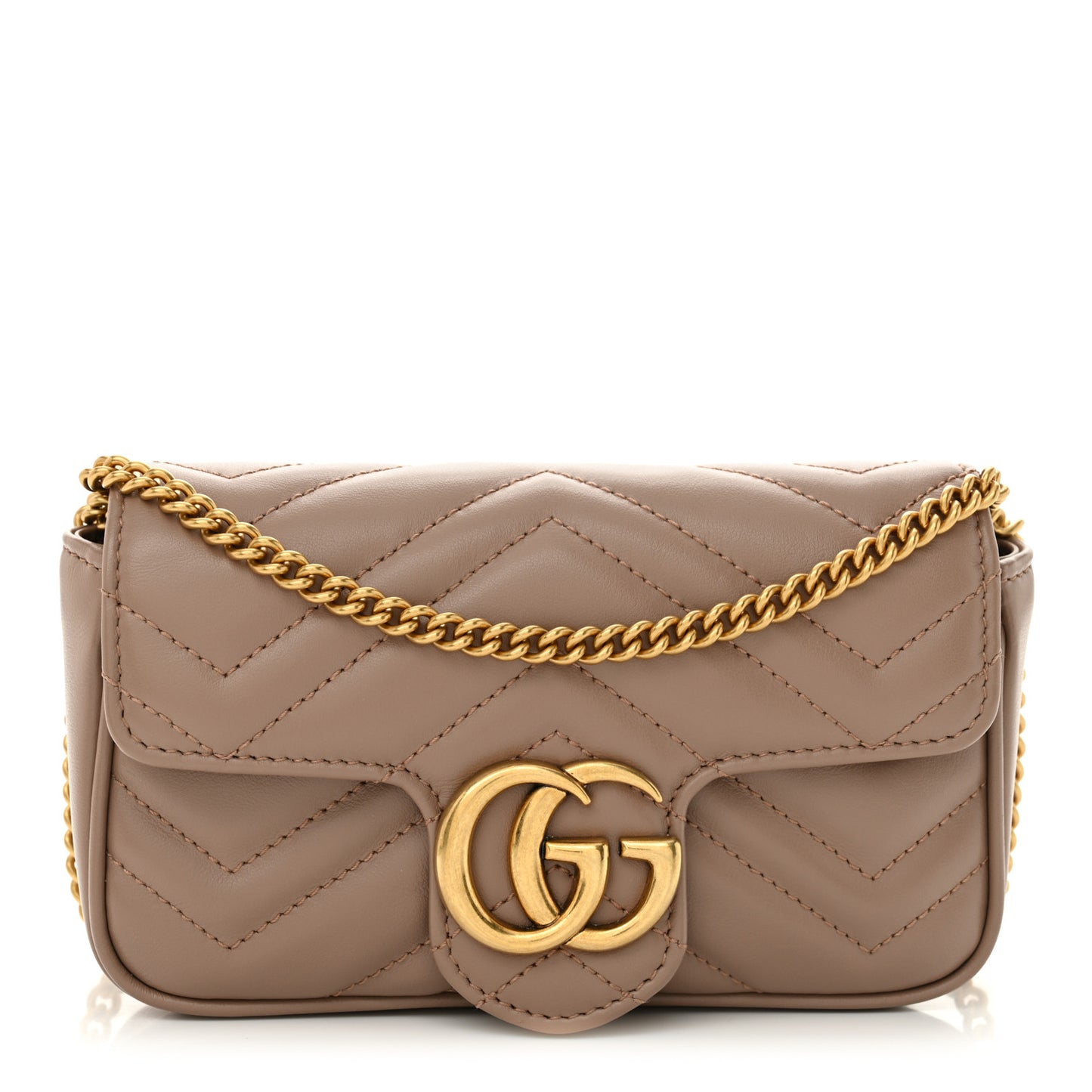 Calfskin Matelasse Super Mini GG Marmont Shoulder Bag Porcelain Rose