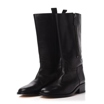 Chanel Calfskin Riding Boots 38.5 Black 3 of 8
