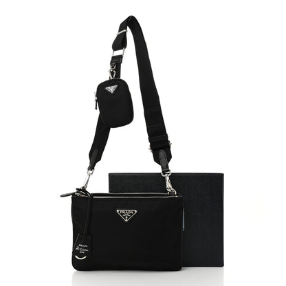 Prada Re-Nylon Saffiano Re-Edition 2000 Double Zip Crossbody Bag Black 11 of 11