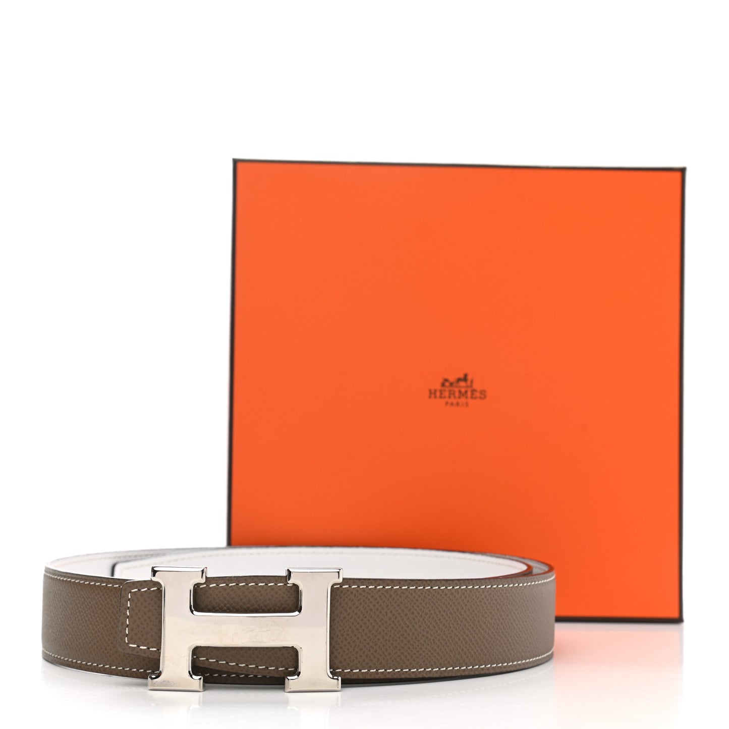 Epsom 32mm H Belt 80 Etoupe White