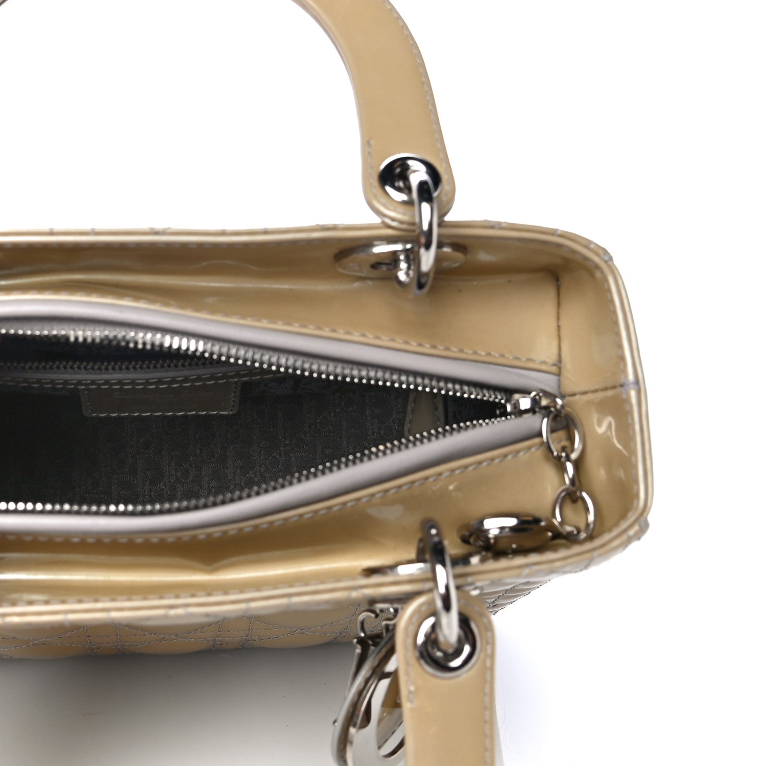 Christian Dior Patent Cannage Medium Lady Dior Beige 4 of 12