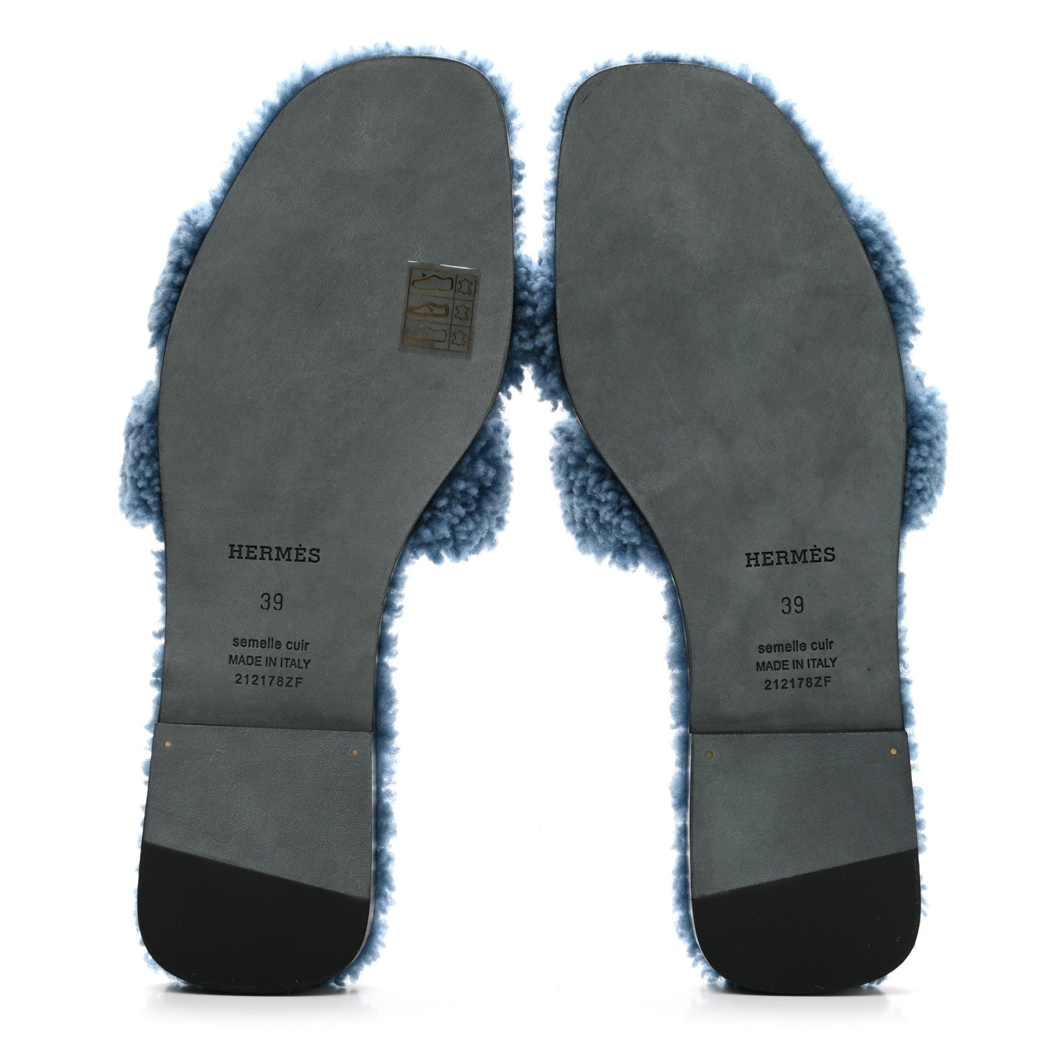 Hermes Woolskin Oran Sandals 39 Bleu 5 of 8
