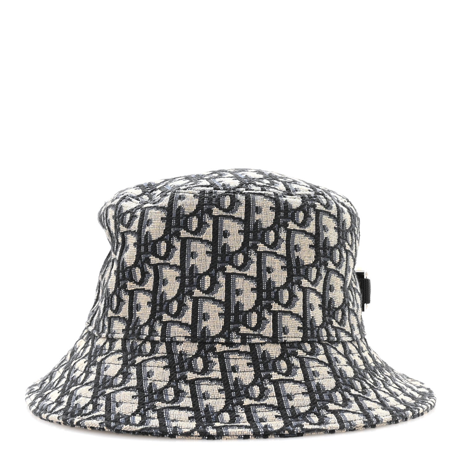 Christian Dior Jacquard Oblique Buckle Bucket Hat 60 Navy Blue Beige 3 of 9