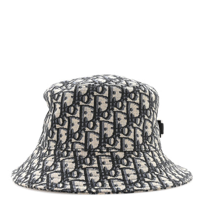 Christian Dior Jacquard Oblique Buckle Bucket Hat 60 Navy Blue Beige 3 of 9
