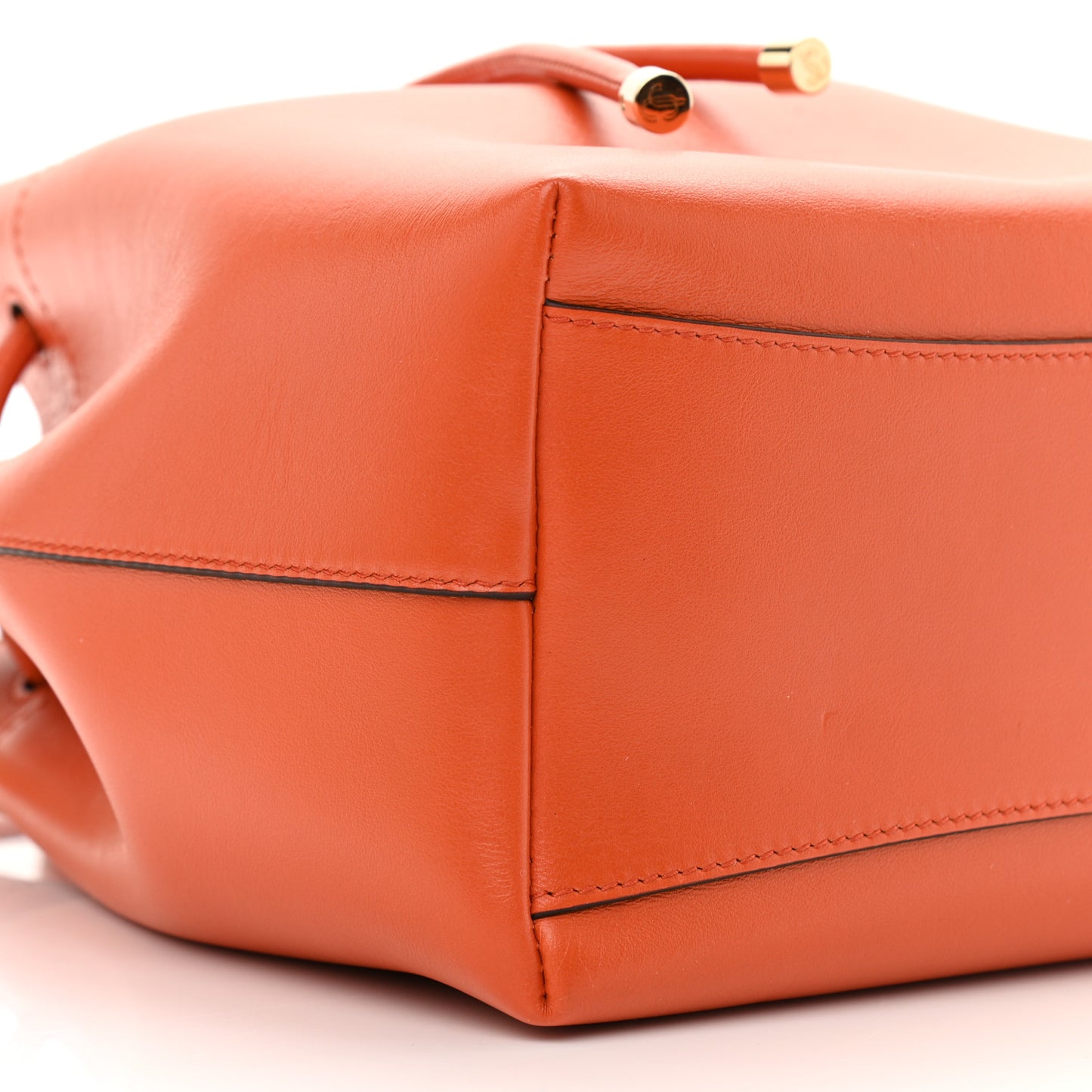 Grainy Goatskin Bon Bon Bucket Bag Orange
