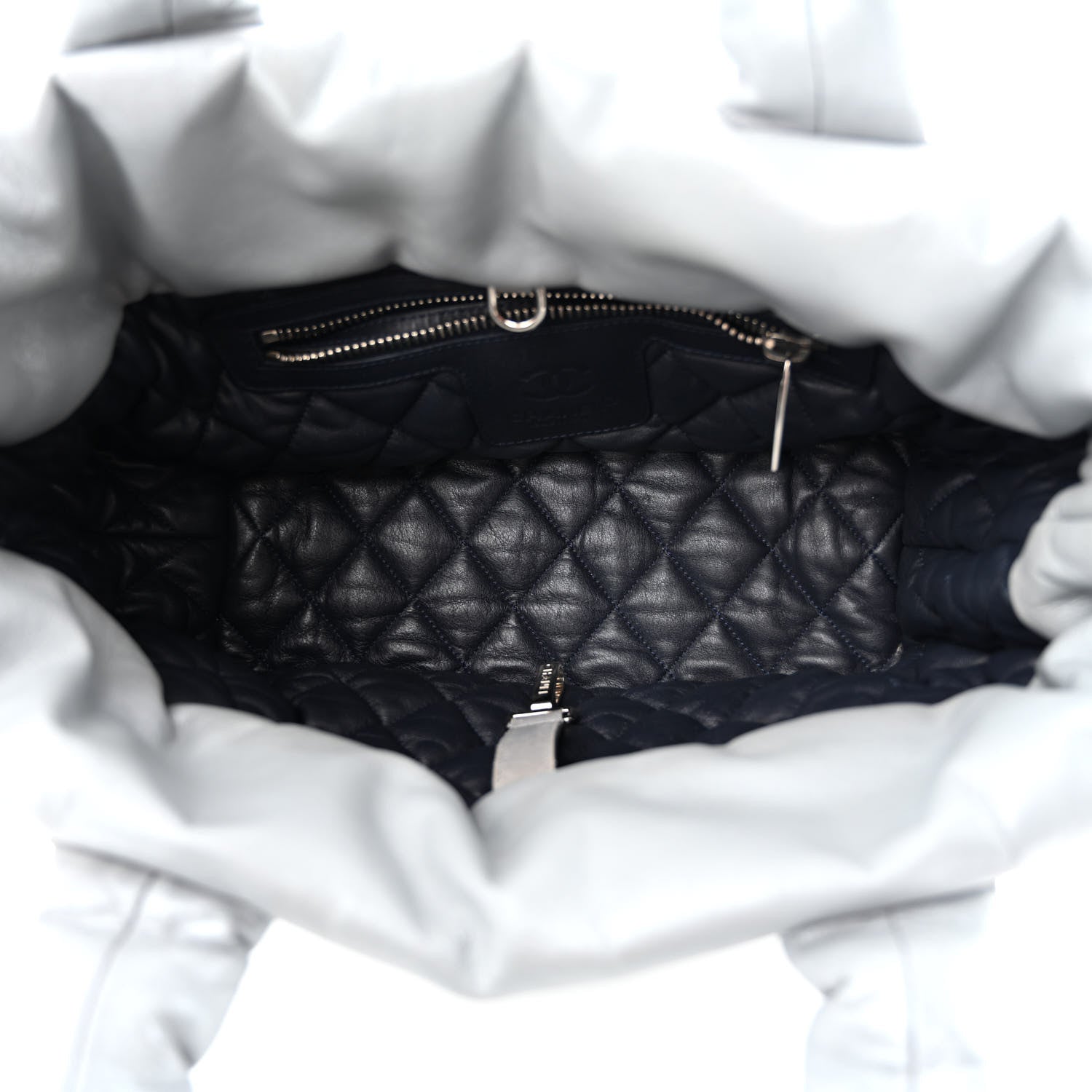 Chanel Metallic Lambskin Quilted Small Coco Cocoon Reversible Tote Light Grey 8 of 22