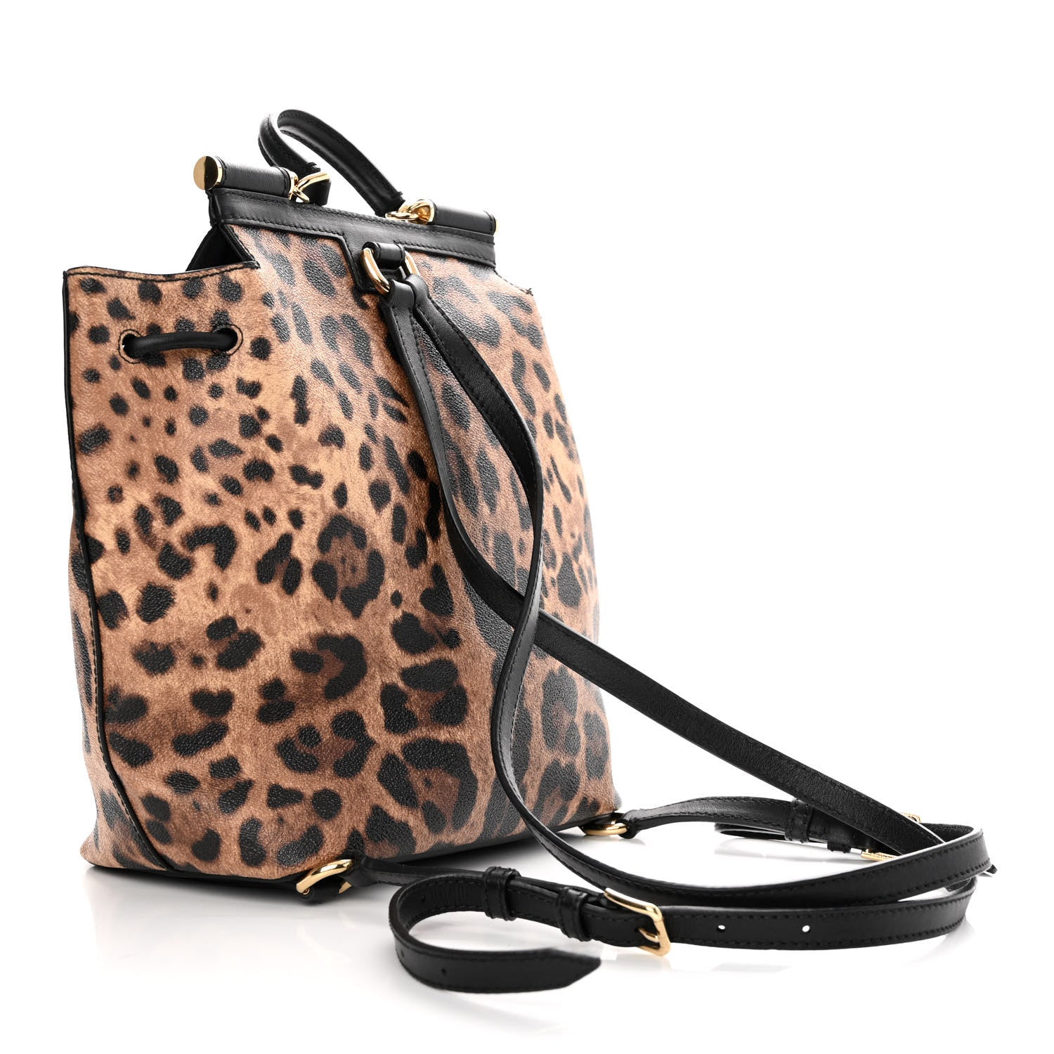 Dolce & Gabbana Dauphine Leopard Print Miss Sicily Backpack Black 3 of 12