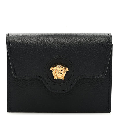 Versace Grained Calfskin Medusa Gusset Holder Wallet Black 1 of 6