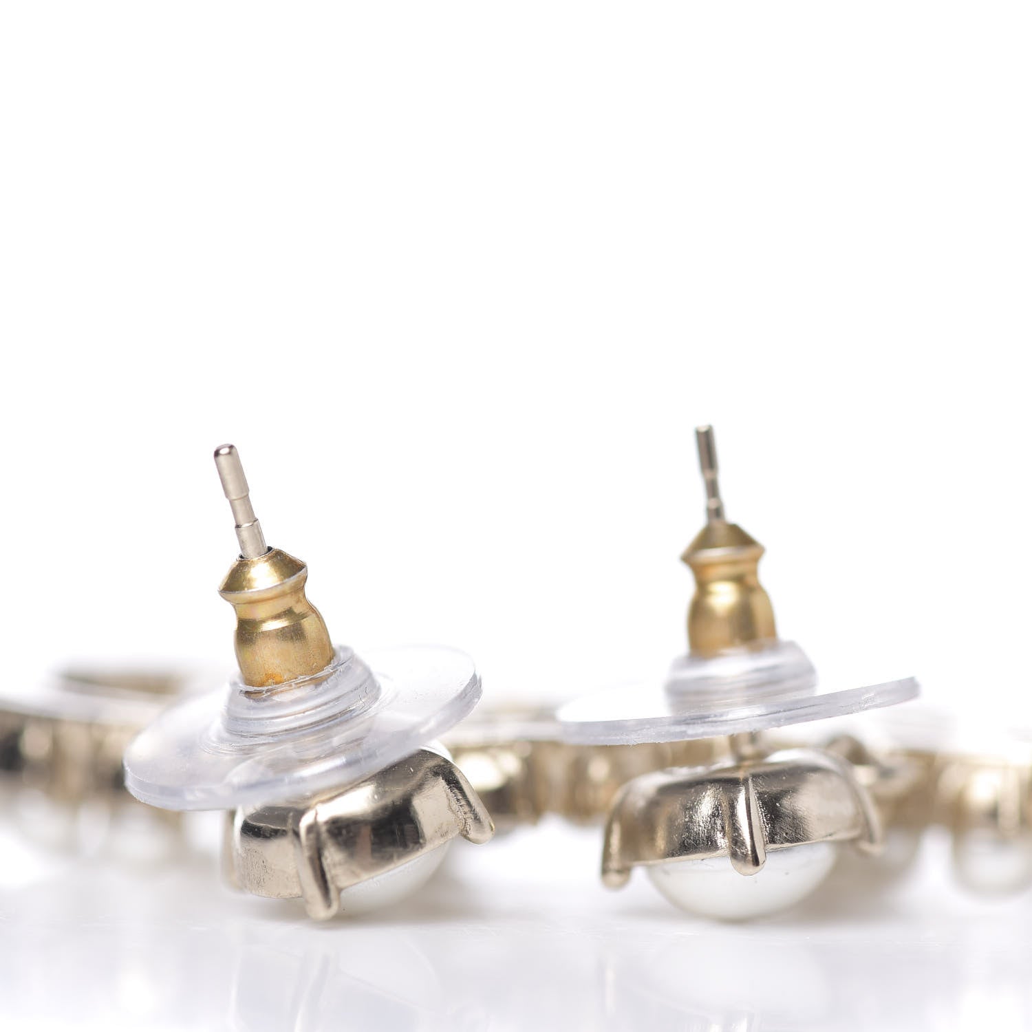 Chanel Crystal Pearl Dazzling Domino CC Drop Earrings Gold 2 of 3