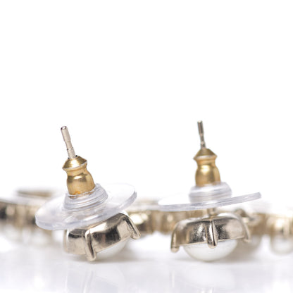 Chanel Crystal Pearl Dazzling Domino CC Drop Earrings Gold 2 of 3