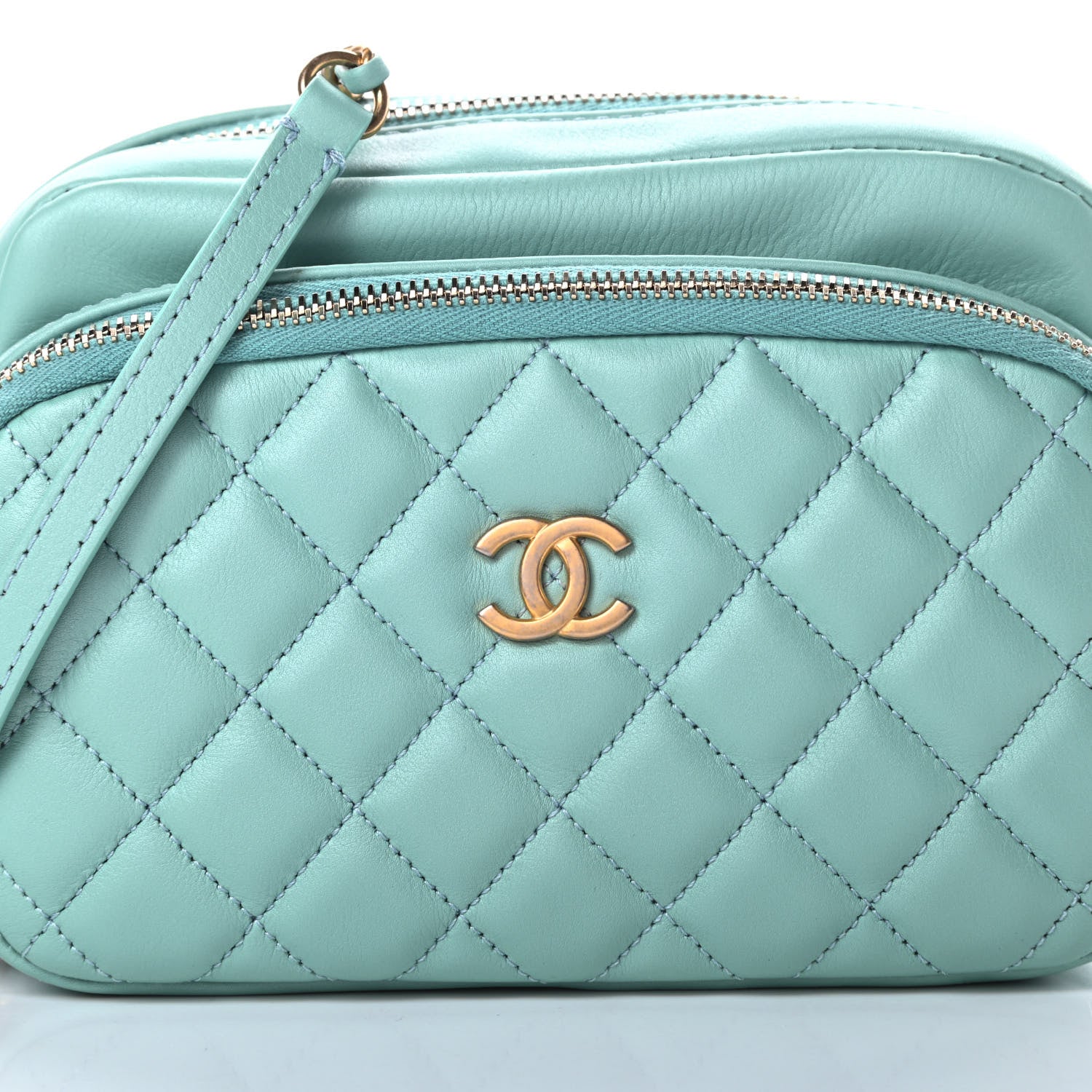 Chanel Calfskin Quilted Day Trips Camera Case Turquoise 9 of 11
