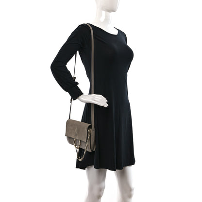 Chloe Suede Calfskin Small Faye Shoulder Bag Motty Grey 2 of 11