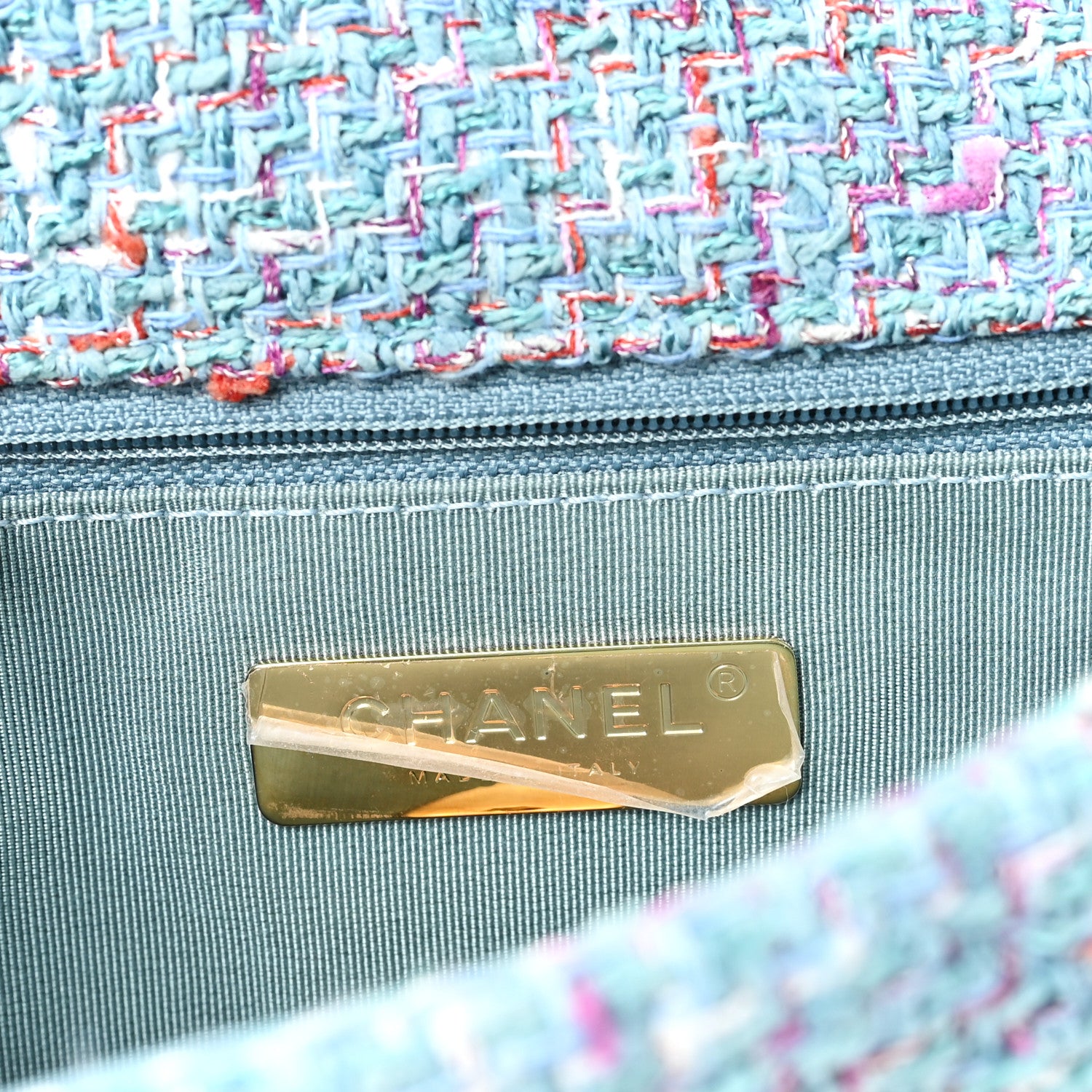 Chanel Tweed Quilted Medium Chanel 19 Flap Blue Multicolor 6 of 11