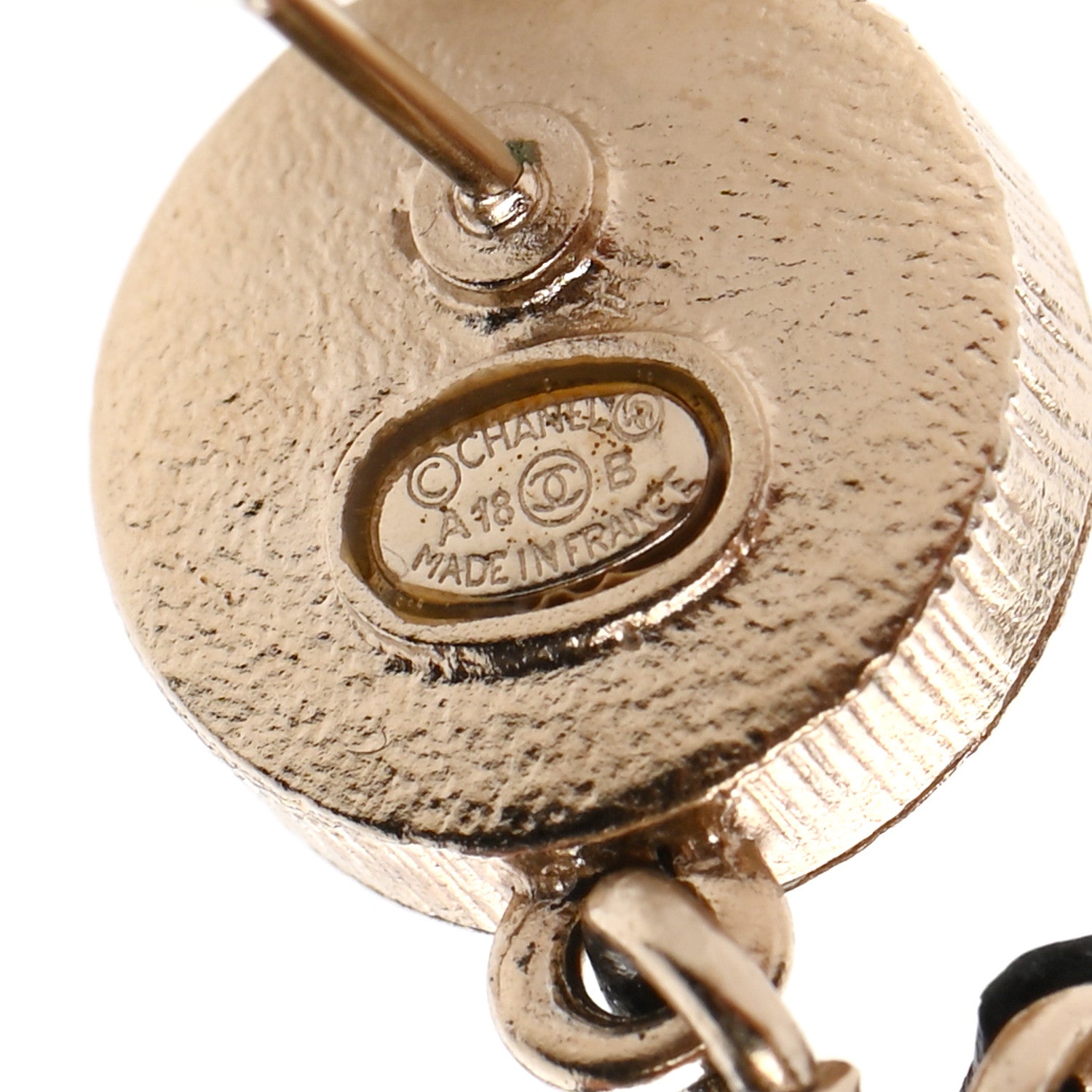 Chanel Lambskin Crystal Pearl CC Drop Earrings Gold Black 4 of 4